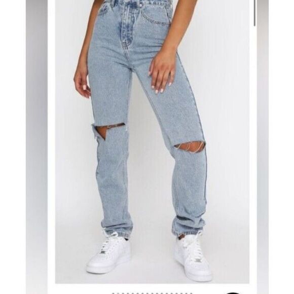 White Fox Denim - White Fox Jeans Size Small She's All That‎ Straight Leg High Waisted Blue Denim